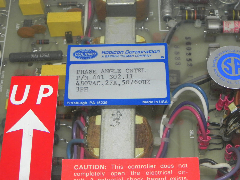 BARBER COLMAN 441 302.11 PHASE ANGLE CONTROL 480VAC, 27A, 3PH, 44130211