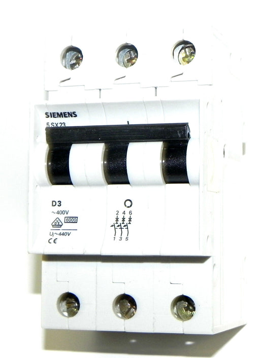 SIEMENS 5SX23 3POLE 3A 480V 3 PHASE CIRCUIT BREAKER MOTOR SWITCH 5SX23 D3