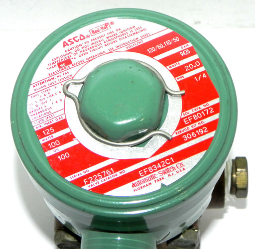 ASCO EF8342C1 VALVE PIPE 1/4'' 20 WATTS, SERIAL NO. F225761, SOL. CAT. EF80172