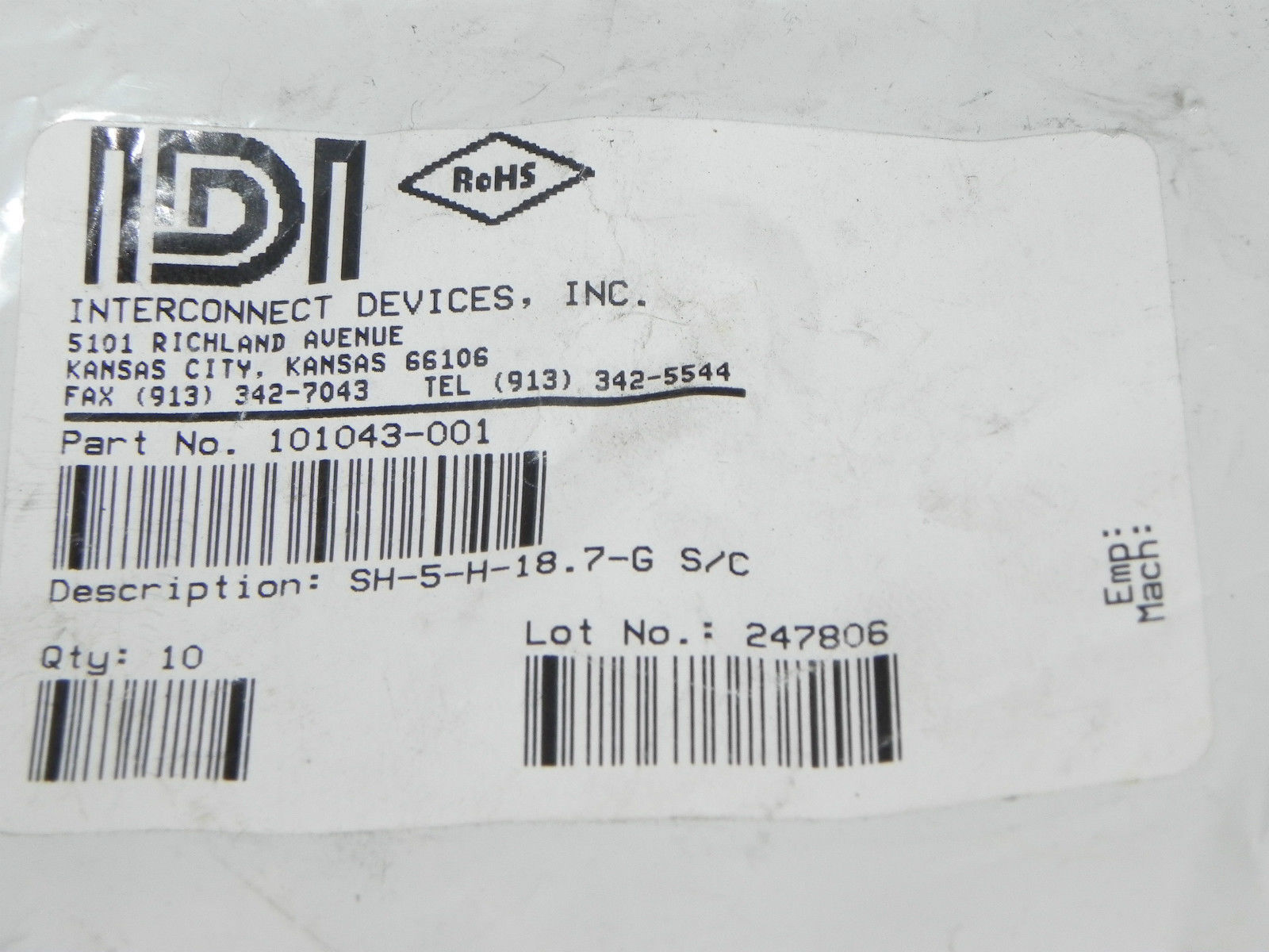 NEW IDI 101043-001 TEST SPRING PROBE CAT. NO: SH-5-H-18.7-G (QTY:9)