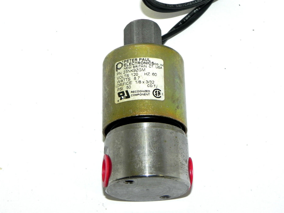 PETER PAUL ELECTRONICS 23NK9ZGM SOLENOID VALVE 120V, ORIFICE 1/8 x 3/32