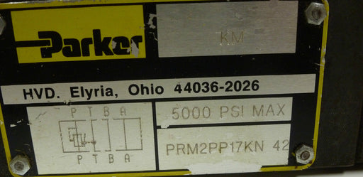 PARKER KM PRM2PP17KN 42 VALVE PRESSURE REDUCING RANGE 5000PSI MAX