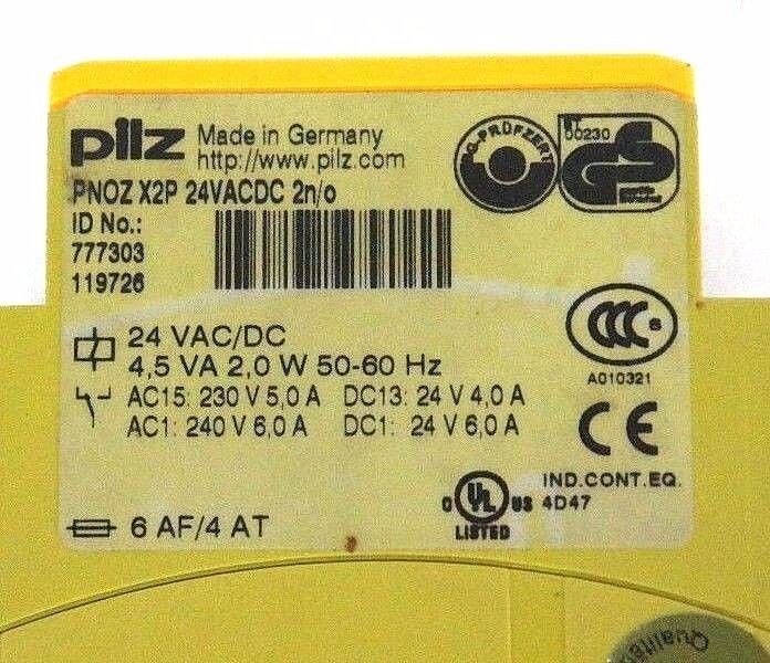 PILZ PNOZ X2P 24VACDC 2n/o SAFETY RELAY PNOZ X2P, ID NO. : 777303