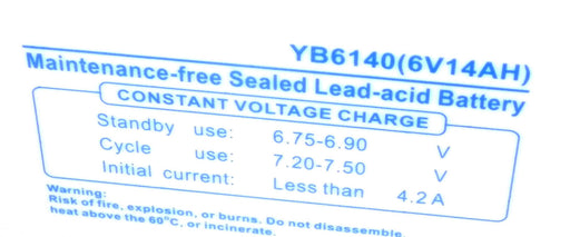 LOT OF 4 SEALED LEAD-ACID BATTERIES YB6140(6V14AH)