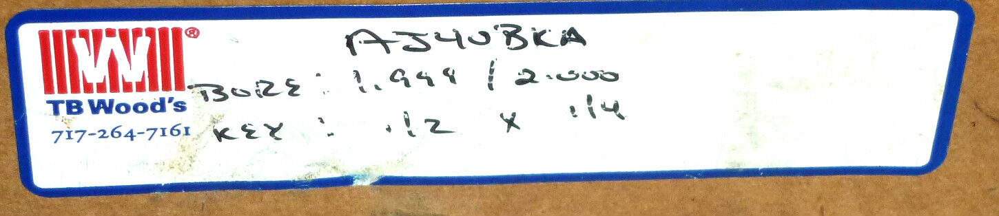 NIB TB WOOD'S A340BKA BUSHING BORE 1.998/ 2.000