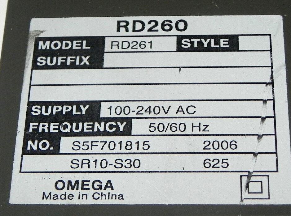 OMEGA RD261 PROGRAMMABLE CHART RECORDER RD260 NO. S5F701815
