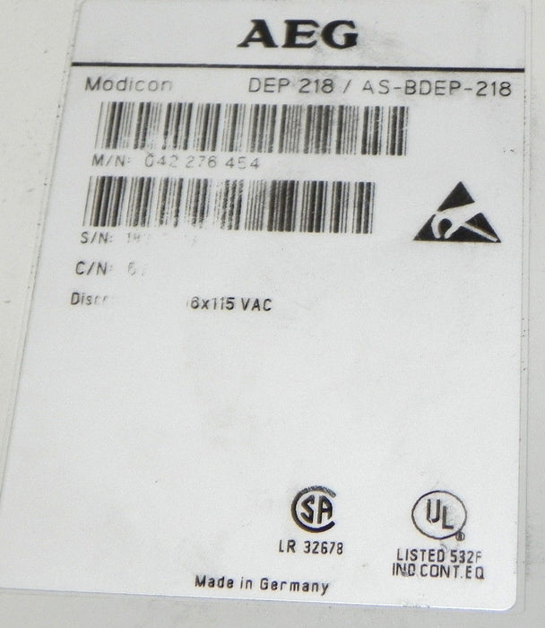 AEG MODICON DEP218/AS-BDEP-218 INPUT MODULE 16POINT 115VAC DEP 218/AS-BDEP-218