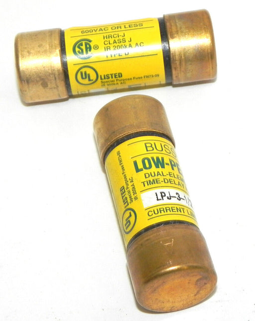 LOT OF 2 BUSSMANN LPJ-3-1/2SP LOW-PEAK FUSES 600V CLASS J