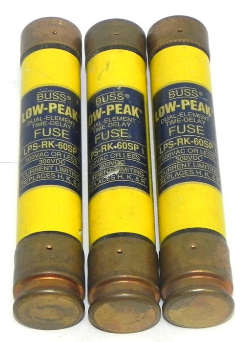 LOT OF 3 BUSS LPS-RK-60SP FUSES