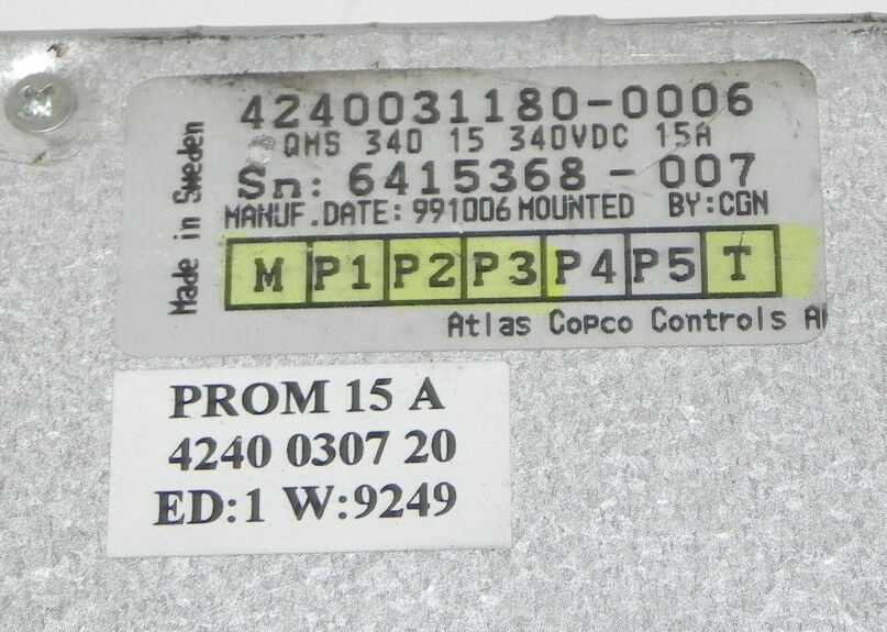 ATLAS COPCO 4240 0311 80 QMS-340-15 SERVO CONTROLLER 4240031180