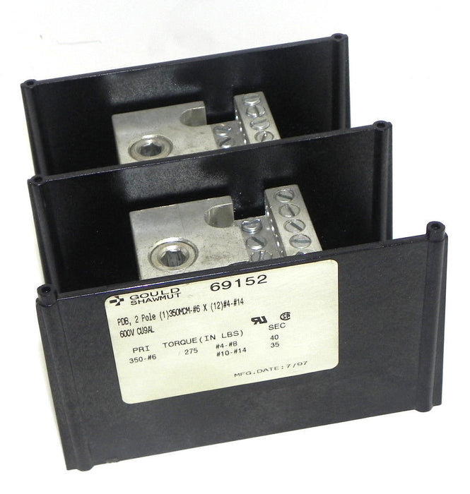 GOULD SHAWMUT 69152 ALUM. POWER DISTRIBUTION BLOCK 2POLE 600V