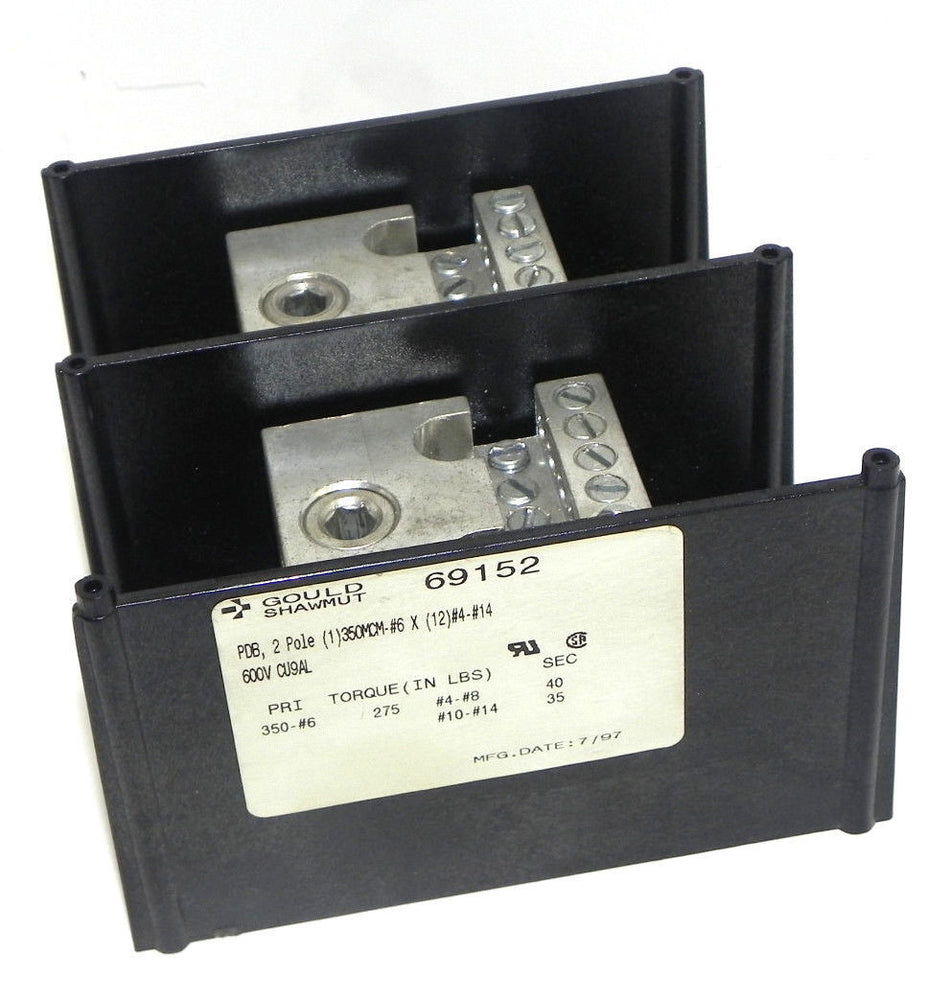 GOULD SHAWMUT 69152 ALUM. POWER DISTRIBUTION BLOCK 2POLE 600V