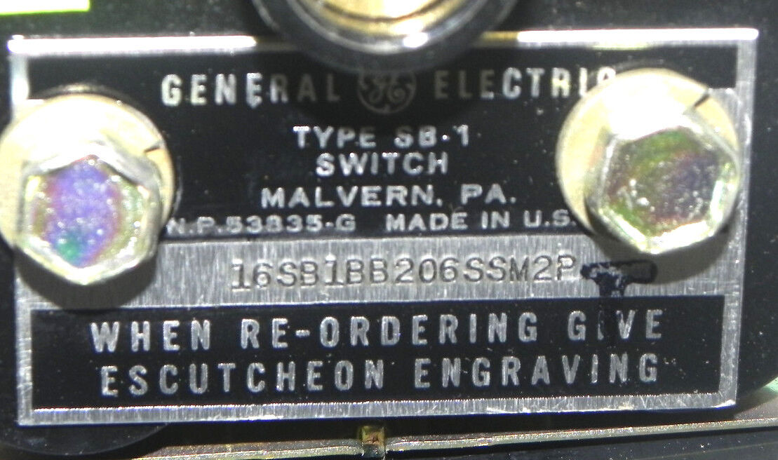 NIB GENERAL ELECTRIC 16SB1BB206SSM2P TYPE SB-1 SWITCH