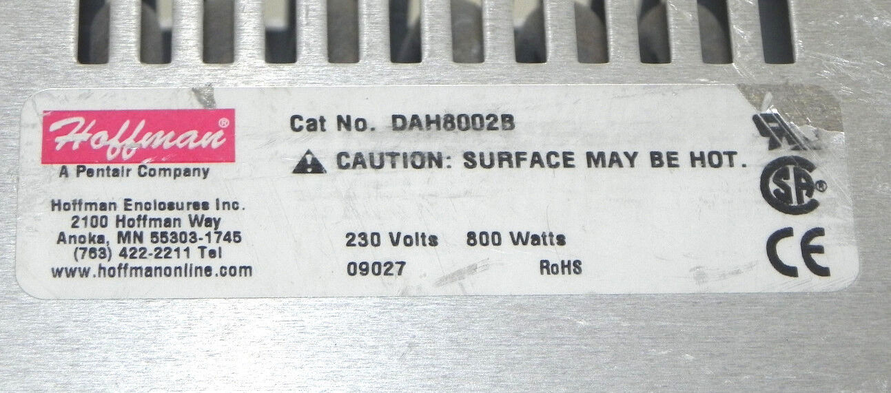HOFFMAN ENCLOSURES D-AH8002B ELECTRIC HEATER 800W DAH8002B