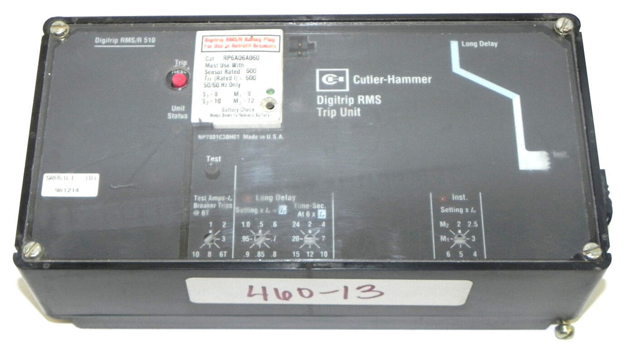 CUTLER-HAMMER DIGITRIP RMS/R 510 DIGITRIP RMS TRIP UNIT 7801C36G01, RP6A06A060