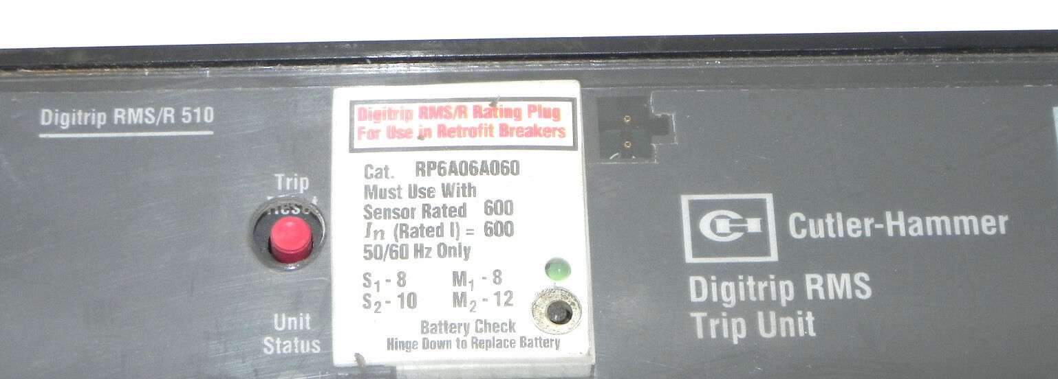 CUTLER-HAMMER DIGITRIP RMS/R 510 DIGITRIP RMS TRIP UNIT 7801C36G01, RP6A06A060
