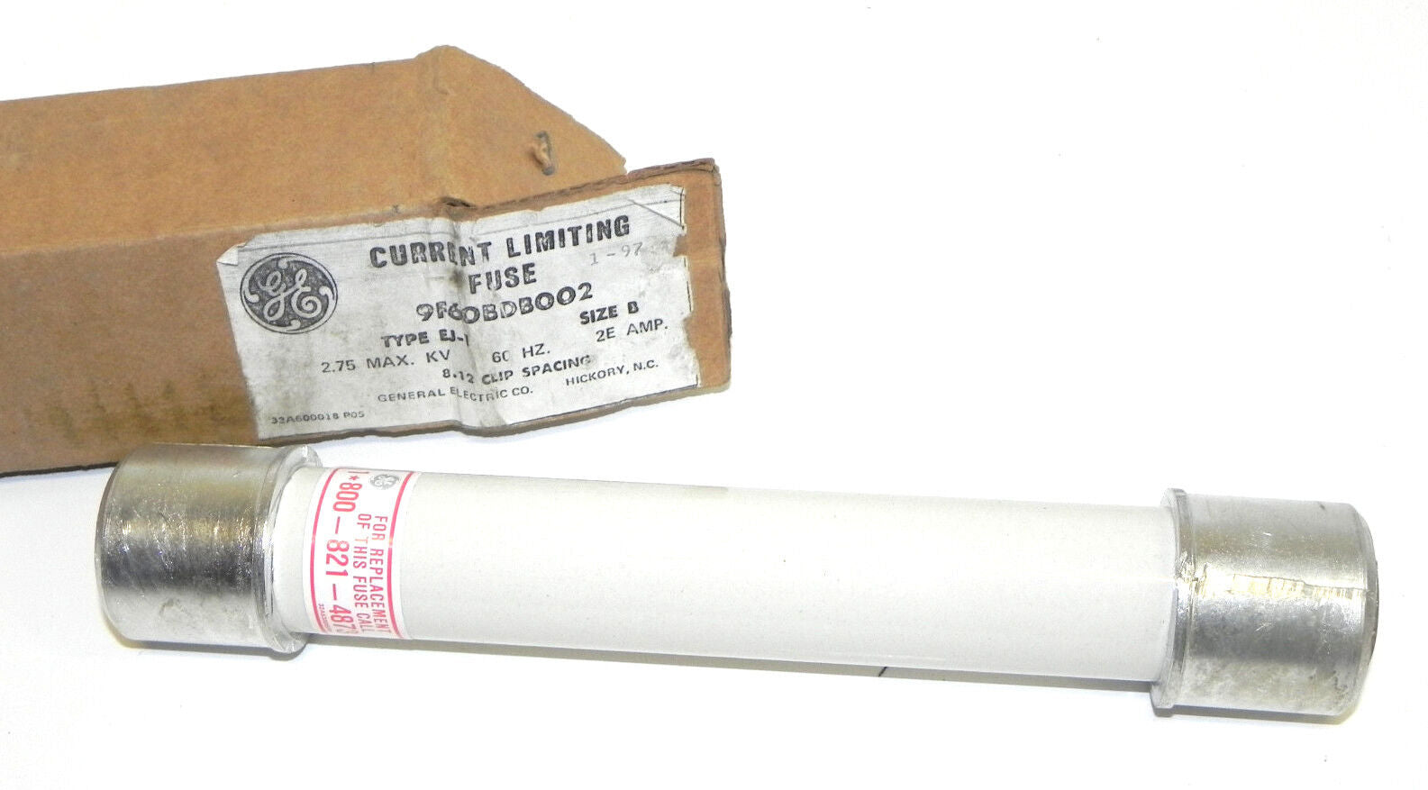 NIB GENERAL ELECTRIC 9F60BDB002 CURRENT LIMITING FUSE TYPE EJ-1 SIZE B