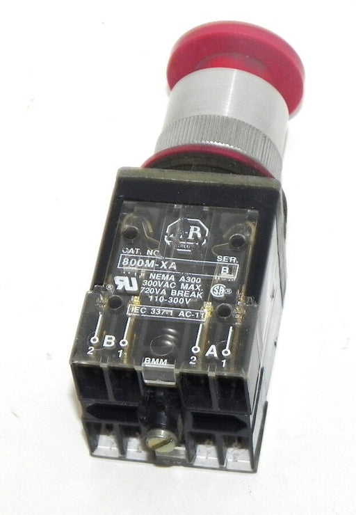 ALLEN BRADLEY 800MR-D6 SER. A PUSH BUTTON 800MRD6 W/ 800M-XA B CONTACT BLOCKS