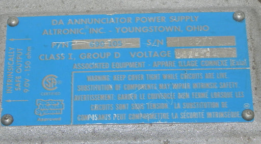 DA ANNUNCIATOR POWER SUPPLY P/N: 690 105, 12-24V, 690105