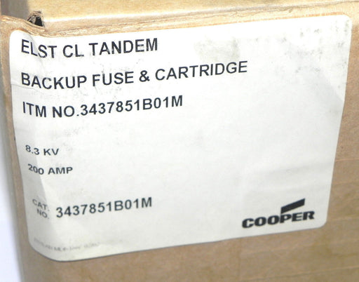 FACTORY SEALED COOPER 3437851B01M BACKUP FUSE & CARTRIDGE 8.3KV, 200AMP