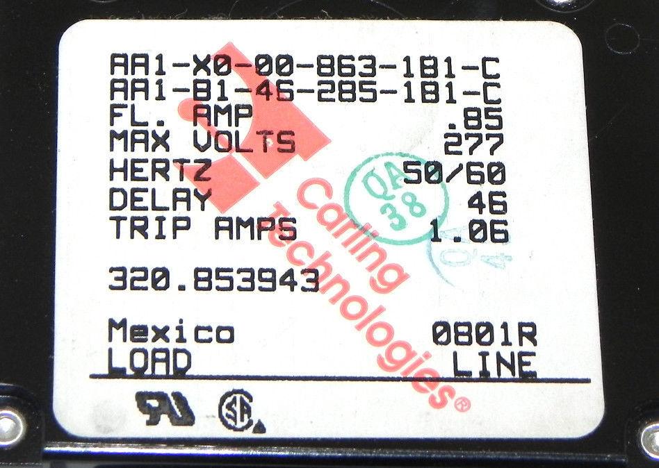 NIB CARLING TECHNOLOGIES AA1-X0-00-863-1B1-C TRIP AMPS 1.06, 320.853943