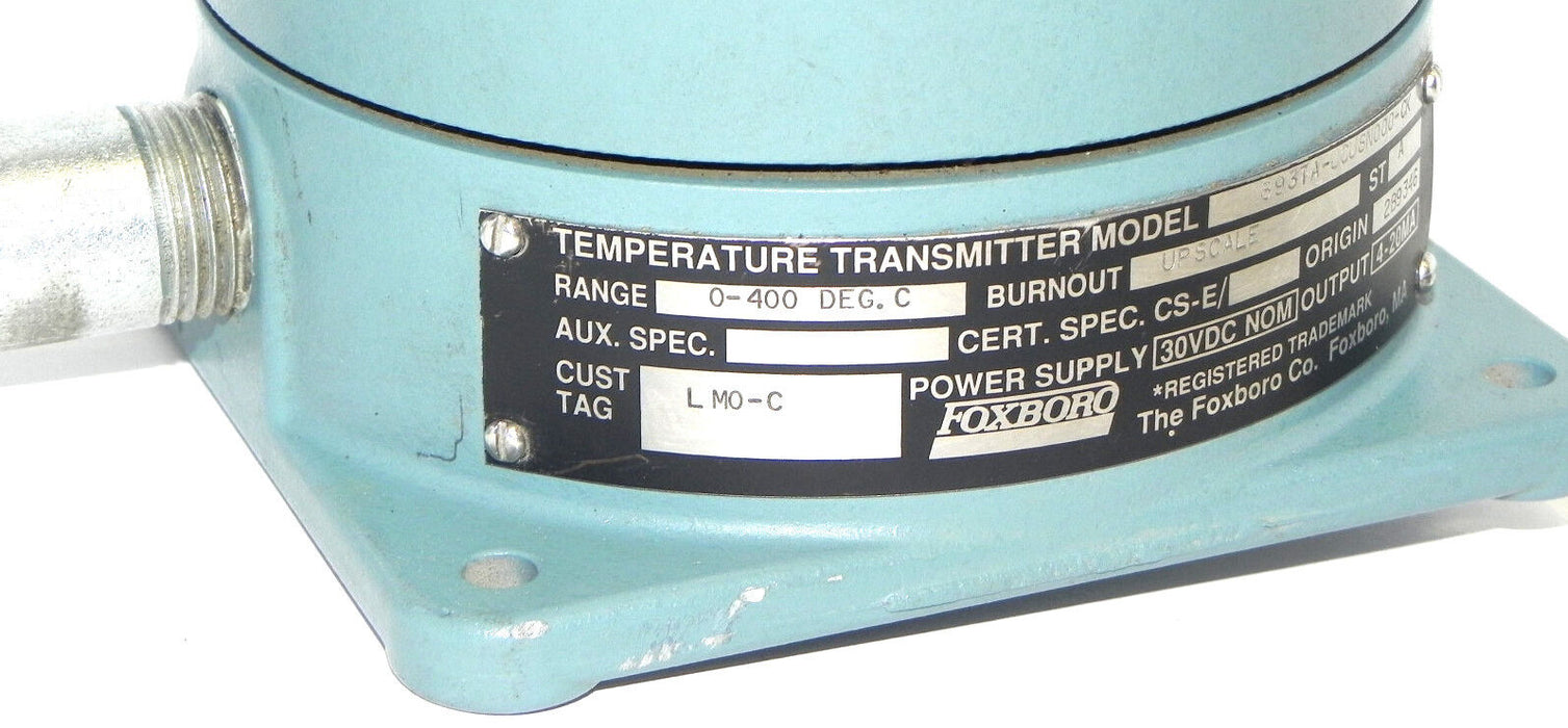 FOXBORO 893TA-JCUSN000-CK TEMPERATURE TRANSMITTER RANGE: 0-400 DEG. C