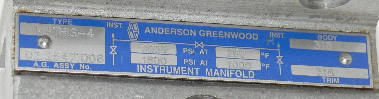 ANDERSON GREENWOOD M4THIS-4 INSTRUMENT MANIFOLD 02.2547.006 BODY 316