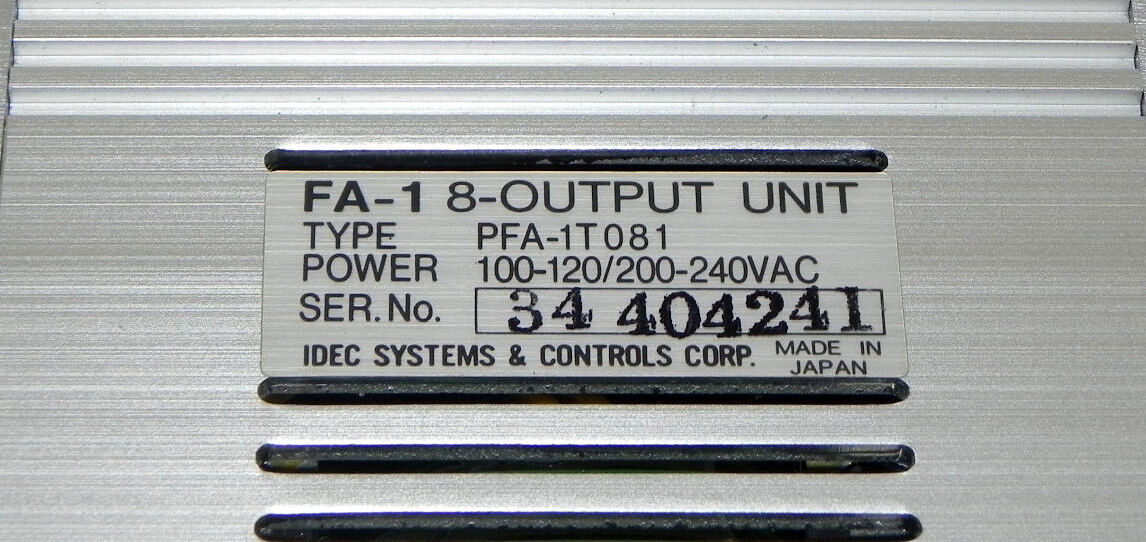 IDEC PFA-1T081 8 POINT OUTPUT MODULE PFA1T081