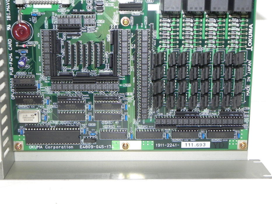 OKUMA E4809-045-174 PC BOARD W/MULTIPLE COMPONENTS FUB-P4M4, 1911-2241-111.693