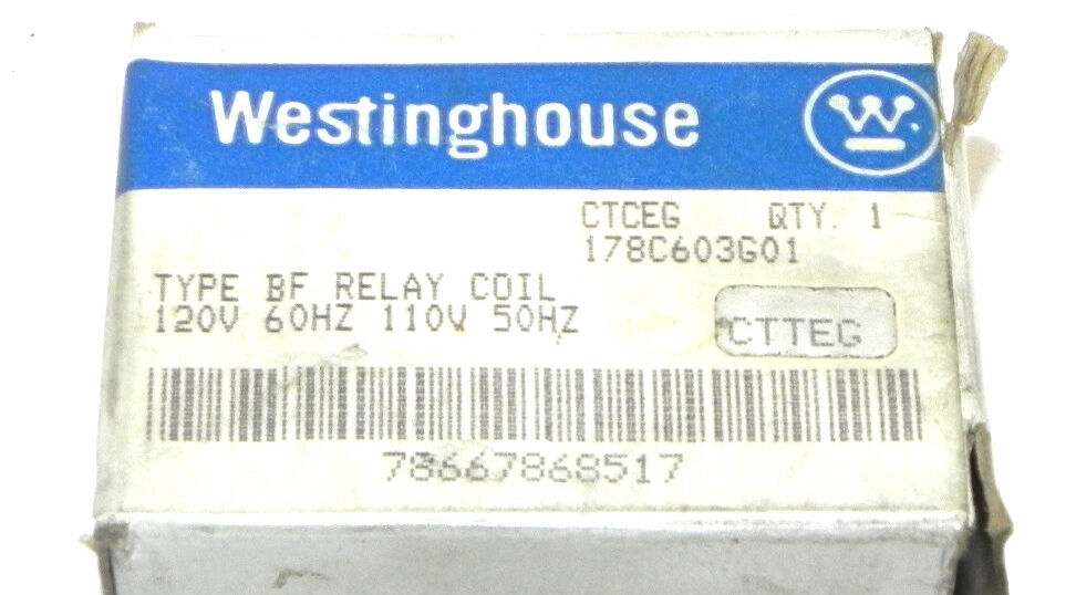 NIB WESTINGHOUSE 178C603G01 TYPE BF RELAY COIL 178C603G01 120V 60HZ 110V 50HZ