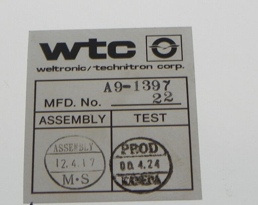 WELDING TECHNOLOGY CORP. U60-T95A TIMER FOR WELDING CONTROL U60T95A