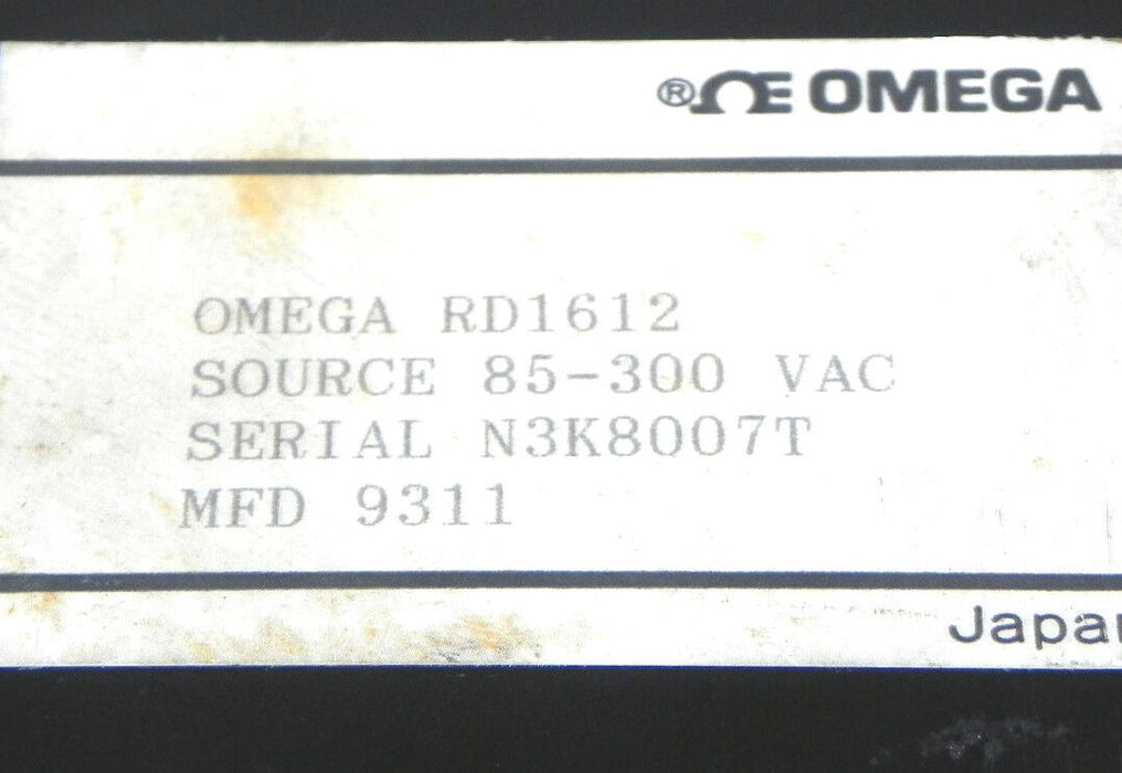OMEGA RD1616 CHART RECORDER SOURCE 85-300 VAC MFD 9311 SERIAL: N3K8007T