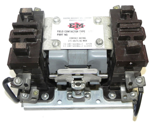 ELECTRIC MACHINERY MFG. COMPANY FIELD CONTACTOR TYPE 839 P/N: 800A070F06 275V