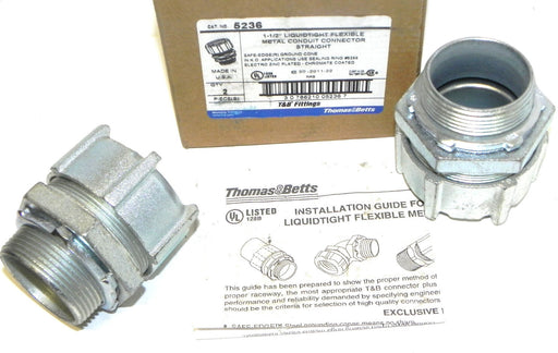 BOX OF 2 NEW THOMAS & BETTS 5236 METAL CONDUIT CONNECTORS 1-1/2'' LIQUIDTIGHT