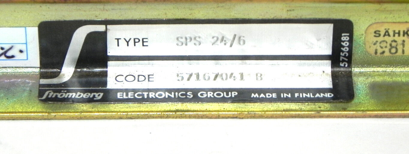 STROMBERG SPS-24/6 POWER SUPPLY CODE NO. 57167041-B SPS246