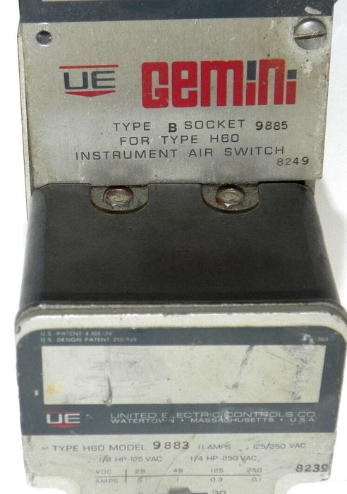 UNITED ELECTRIC TYPE H60 MODEL 9883, INCLUDES AIR PRESSURE SWITCH H60 MODEL 9885