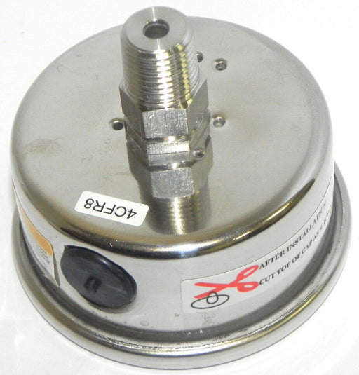NIB GRAINGER 4CFR8 PRESSURE GAUGE 2 1/2'' PSI: 0-200, SS304 CASE, SS316 TUBE
