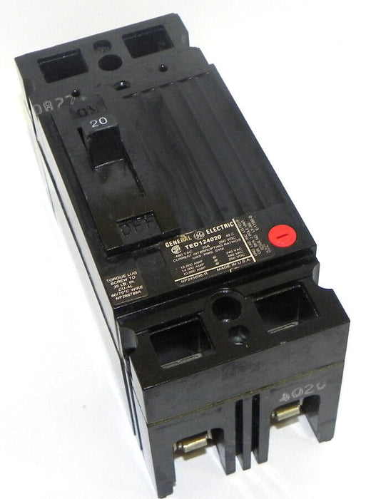 GENERAL ELECTRIC TED124020 CIRCUIT BREAKER 480V, 20A, 250VDC, 2POLE