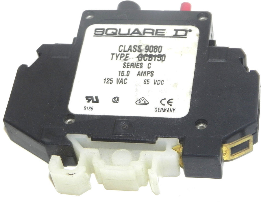 SQUARE D 9080-GCB-150 CIRCUIT BREAKER 9080GCB150 SERIES C, 15.0 AMP, 125VAC