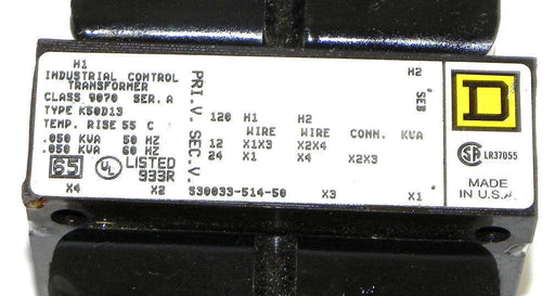 NEW SQUARE D 9070-K50D13 TRANSFORMER, 9070K50D13
