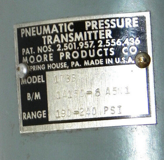 MOORE PRODUCTS 173B PNEUMATIC PRESSURE TRANSMITTER B/M: 14150-6A5N1