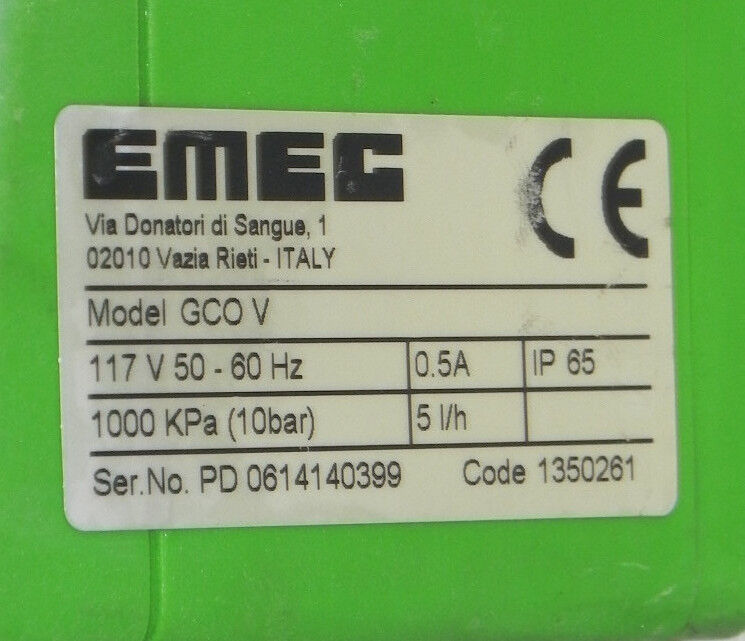 EMEC GCO V PUMP IP 65 SER. NO PD 06141