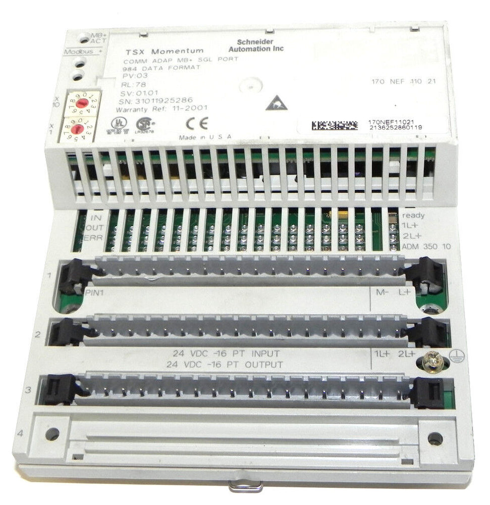 SCHNEIDER AUTOMATION TSX MOMENTUM 170ADM35010 I/O BASE WITH 170NEF11021