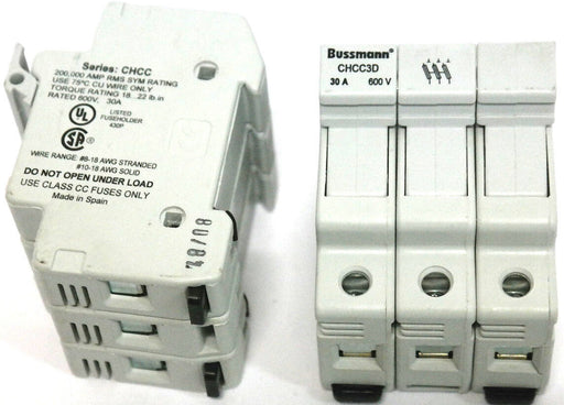 LOT OF 2 BUSSMANN CHCC3D FUSE HOLDERS 30A, 600V