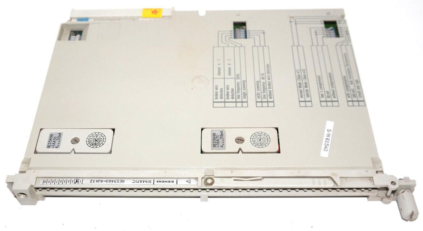 SIEMENS 6ES5-460-4UA12 ANALOG INPUT MODULE 6ES54604UA12 W/ 6ES5-498-1AA71