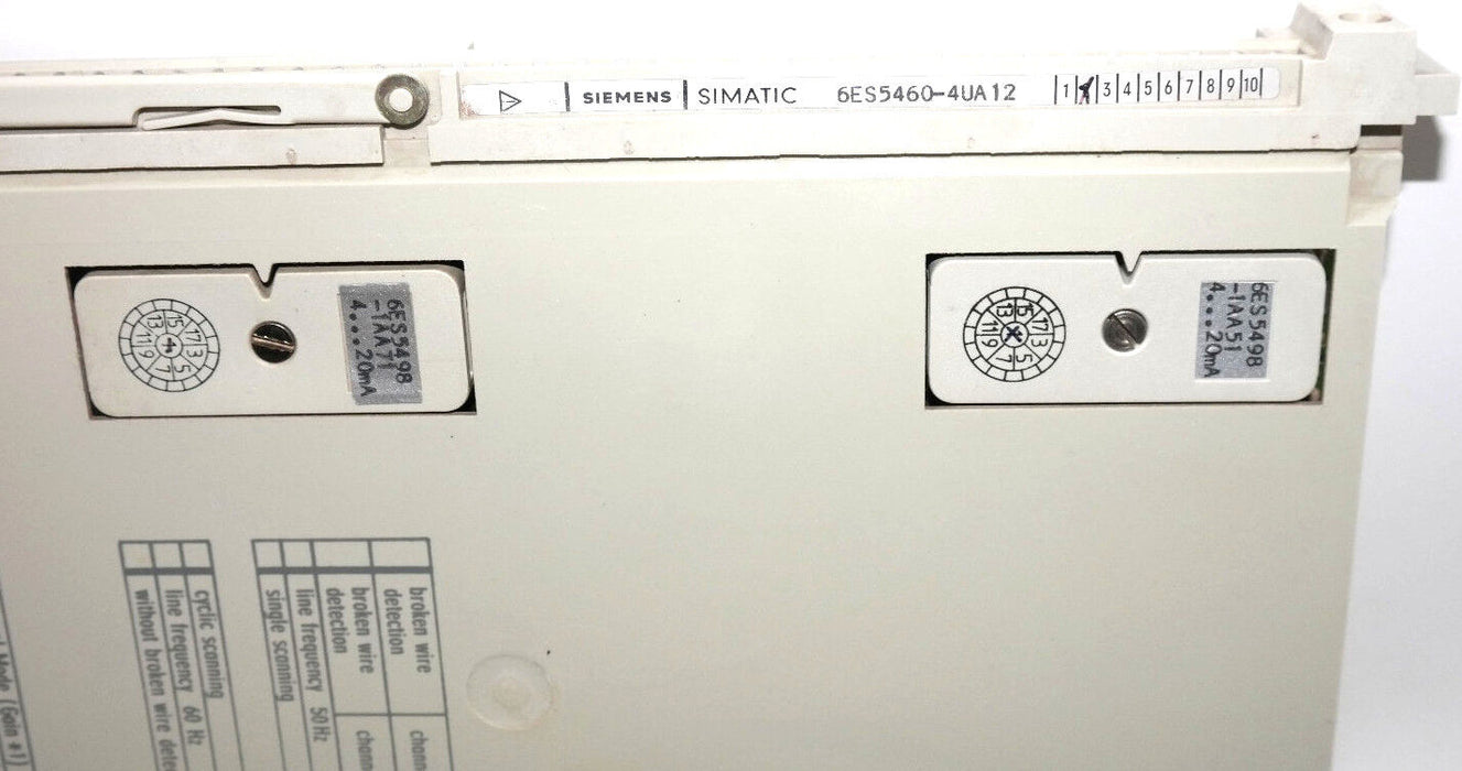 SIEMENS 6ES5-460-4UA12 ANALOG INPUT MODULE 6ES54604UA12 W/ 6ES5-498-1AA71