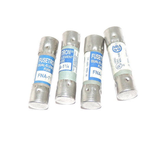 LOT OF 4 BUSSMANN FUSETRON FNA-1-1/4 DUAL-ELEMENT FUSES 125V A.C.