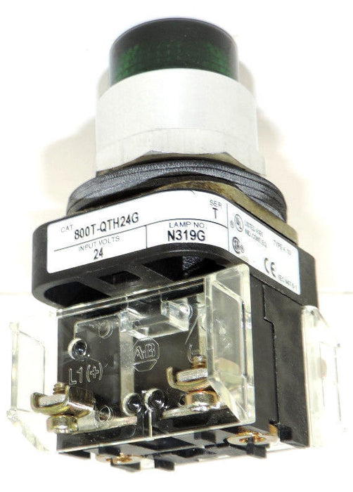ALLEN-BRADLEY 800T-QTH24G SER. T GREEN PUSH BUTTON WITH AB 800T-XA CONTACT BLOCK
