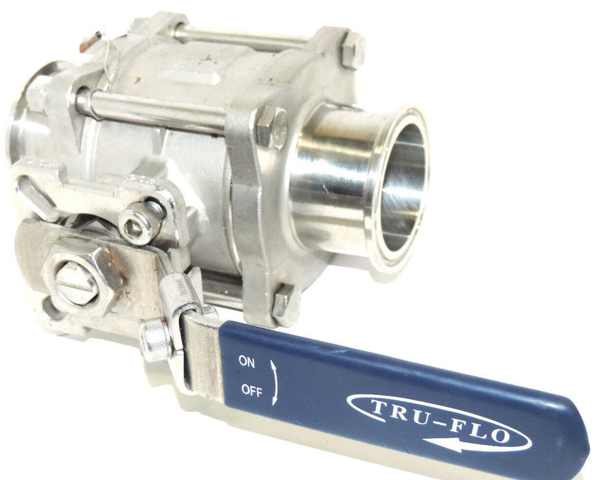 TRU-FLO 2" 1000 WOG STAINLESS BALL VALVE WITH MALE/MALE CLAMP FITTINGS