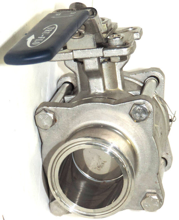 TRU-FLO 2" 1000 WOG STAINLESS BALL VALVE WITH MALE/MALE CLAMP FITTINGS